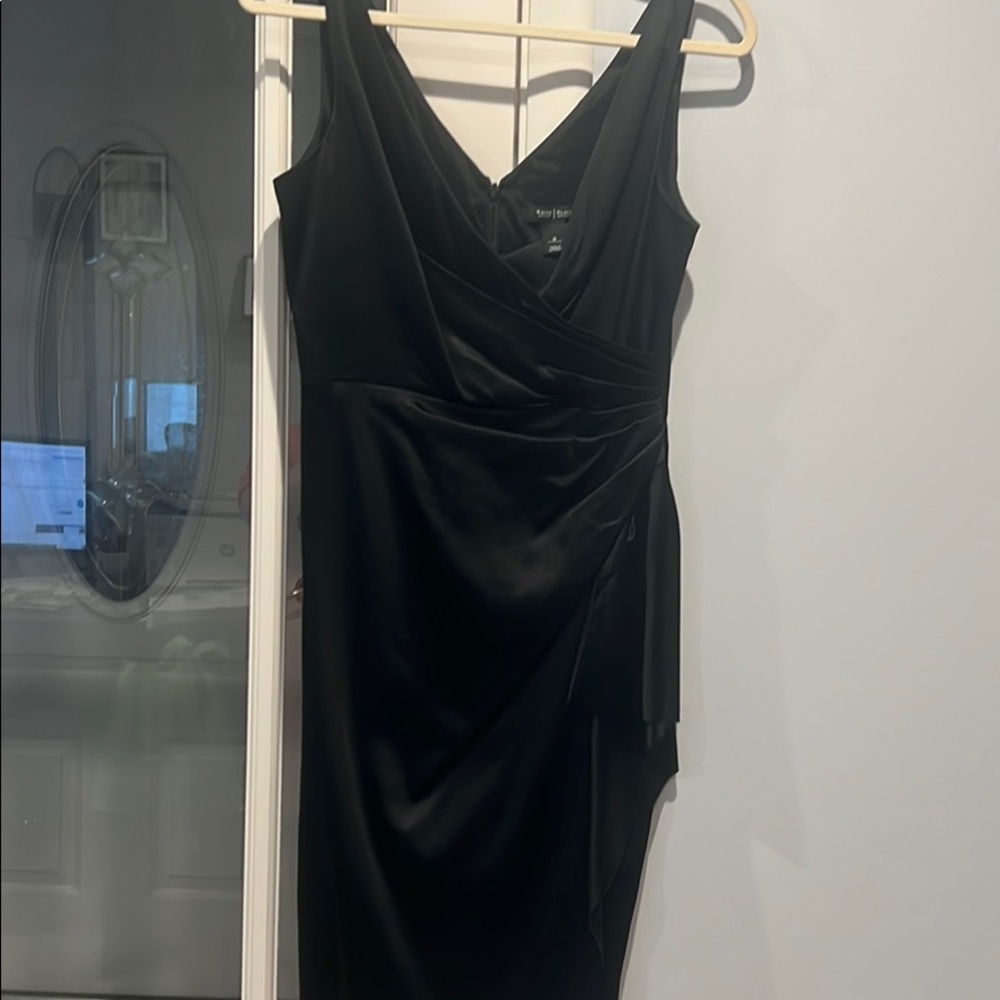 WHBM black sleeveless gathered  cocktail, wedding formal  dress size 6